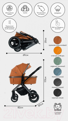 Детская универсальная коляска Bubago Bloom 2 в 1 / BG 1407-4 (черный оникс)