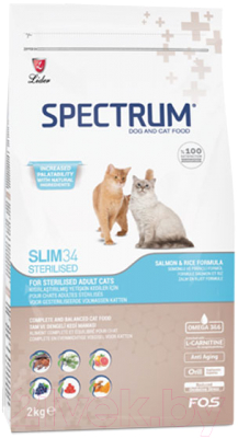 Сухой корм для кошек Spectrum Adult Slim34 для стерилизованных,контроль веса с лососем и рисом (2кг)