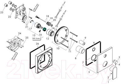 Внешняя часть смесителя скрытого монтажа Hansgrohe Vernis Shape 71468670