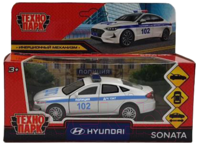 Автомобиль игрушечный Технопарк Hyundai Sonata Полиция / SONATA-12POL-WH