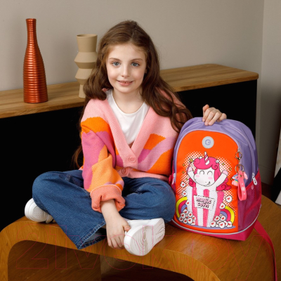 Школьный рюкзак Grizzly RG-363-1 (фиолетовый/оранжевый)