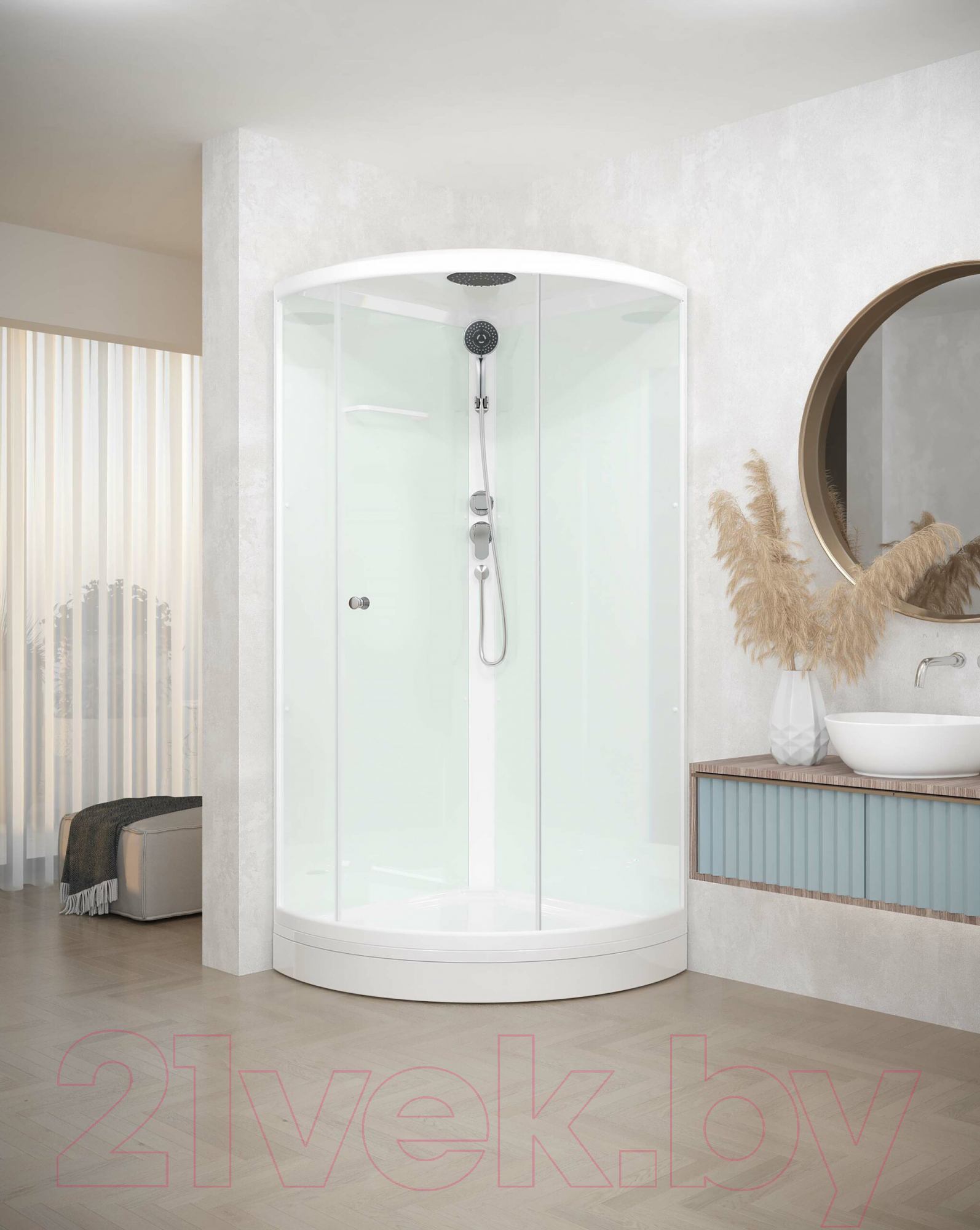 Душевая кабина Domani-Spa Simple 110 / DS01Sm110LWCl00-V1.2 (белый/прозрачное стекло) — фото 4