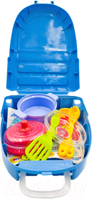 Набор игрушечной посуды Sharktoys В чемодане / 400000013 (голубой)