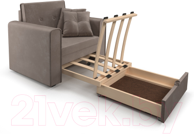 Кресло-кровать Mebel-Ars Санта (бархат серо-шоколадный Star Velvet 60 Cofee)