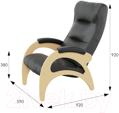 Кресло мягкое Мебелик Аура модель 41 без лозы экокожа (дунди 108/дуб шампань)