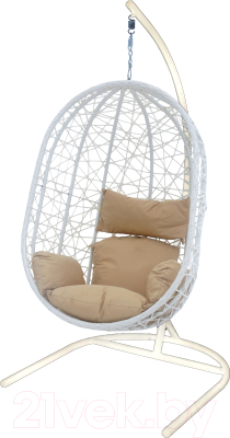 Кресло подвесное Garden Story Кокон XL / D52-МТ002 (белый/бежевый)