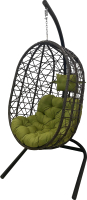 Кресло подвесное Garden Story Кокон XL / D52-MT005 (черный/коричневый/оливковый) - 