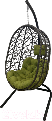 Кресло подвесное Garden Story Кокон XL / D52-MT005 (черный/коричневый/оливковый)