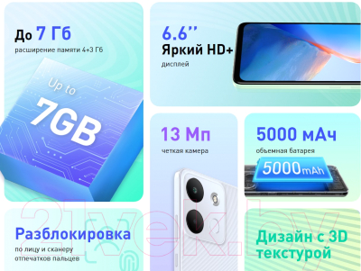 Смартфон Infinix Smart 7 3GB/64GB / X6515 (белый)