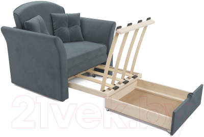 Кресло-кровать Mebel-Ars Малютка №2 (велюр серо-синий HB-178 26)