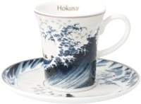 Кружка с блюдцем Goebel Artis Orbis Katsushika Hokusai Большая волна / 67-011-81-1 (серебристый) - 