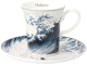 Кружка с блюдцем Goebel Artis Orbis Katsushika Hokusai Большая волна / 67-011-81-1 (серебристый) - 
