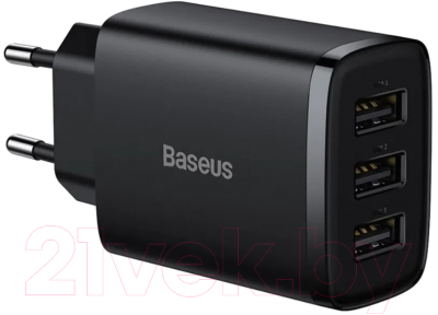 Адаптер питания сетевой Baseus Compact Charger 3U 17W EU / CCXJ020101 (черный)