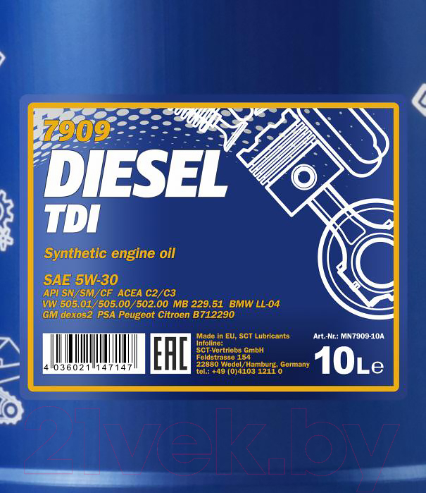 Моторное масло Mannol Diesel TDI 5W30 SN/CF-4 / MN7909-10 (10л) — фото 2