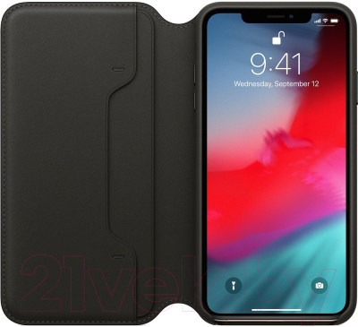 Чехол-книжка Apple Leather Folio для iPhone XS Max Black / MRX22