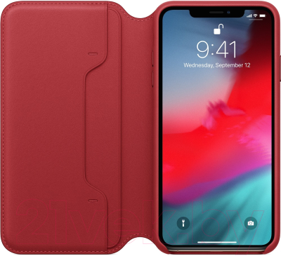 Чехол-книжка Apple Leather Folio для iPhone XS Max (PRODUCT)RED / MRX32