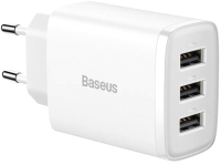 Адаптер питания сетевой Baseus Compact Charger 3U 17W EU / CCXJ020102 (белый) - 