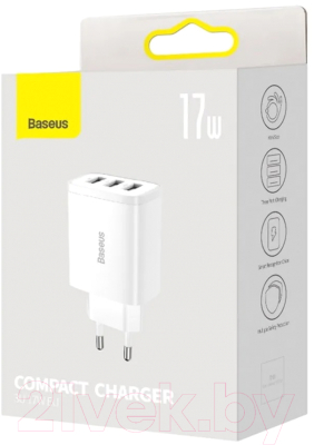 Адаптер питания сетевой Baseus Compact Charger 3U 17W EU / CCXJ020102 (белый)