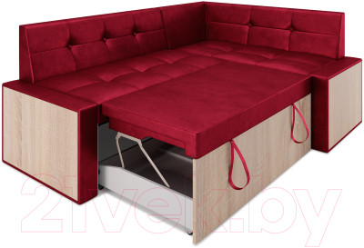 Уголок кухонный мягкий Mebel-Ars Таллин правый 190x83x120 (бархат красный Star Velvet 3 Dark Red)