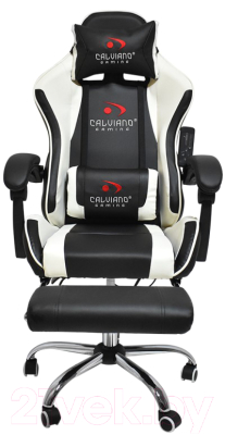 Кресло геймерское Calviano Avanti Ultimato с подножкой (черный/белый/черный)