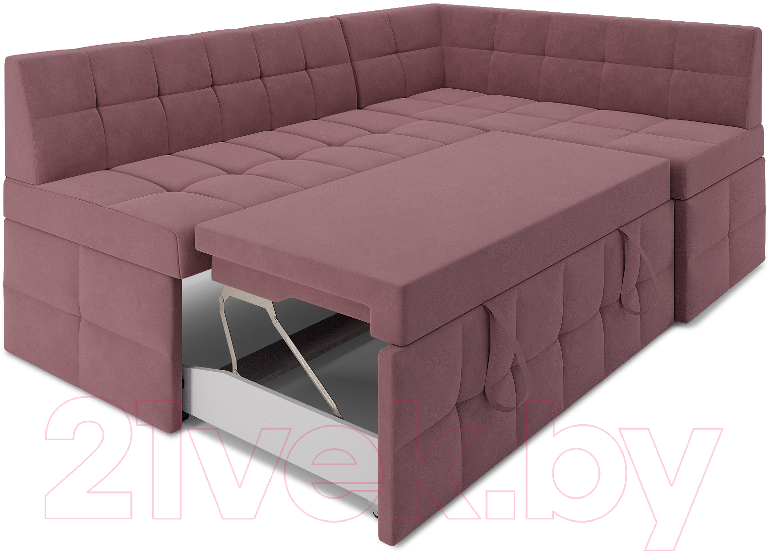 Уголок кухонный мягкий Mebel-Ars Атлантис правый 212x84x135 (велюр пудра НВ-178 18) — фото 6