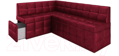 Уголок кухонный мягкий Mebel-Ars Атлантис левый 212x84x135 (бархат красный Star Velvet 3 Dark Red)