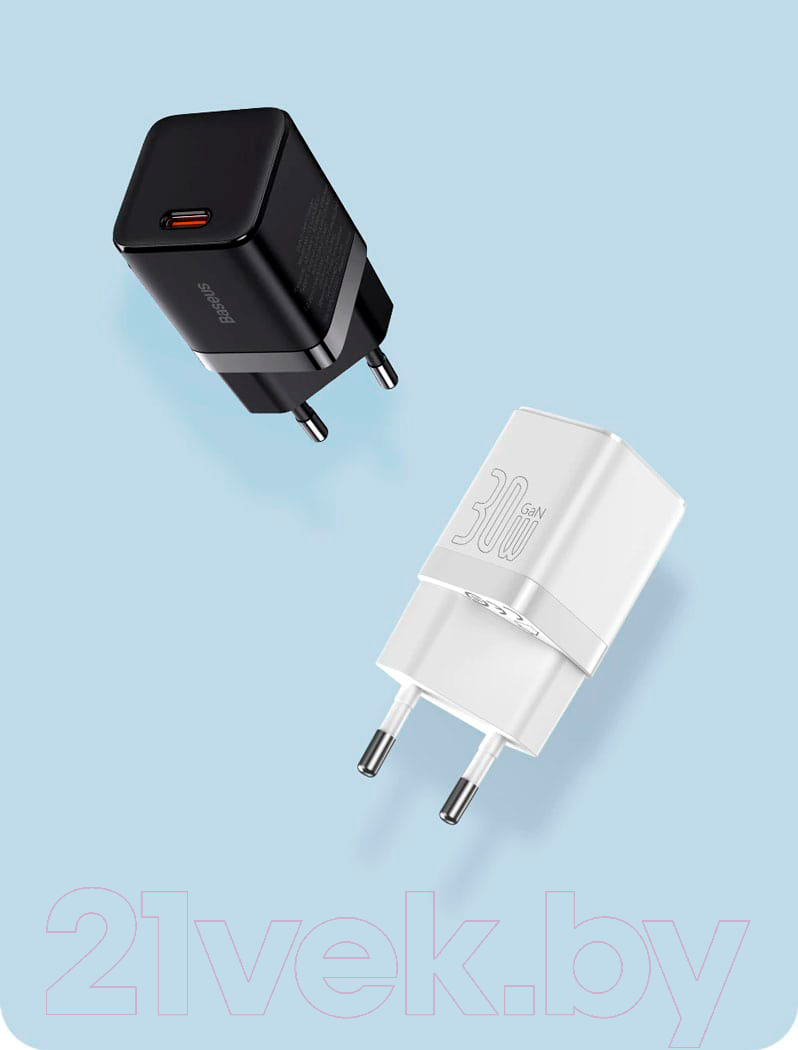 Адаптер питания сетевой Baseus GaN3 Fast Charger 1C 30W EU / CCGN010101