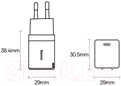 Адаптер питания сетевой Baseus GaN3 Fast Charger 1C 30W EU / CCGN010101 (черный)