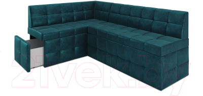 Уголок кухонный мягкий Mebel-Ars Атлантис левый 212x84x135 (сине-зеленый Star Velvet 43 Black Green)