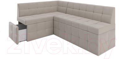 Уголок кухонный мягкий Mebel-Ars Атлантис левый 212x84x135 (бежевый Star Velvet 6 Light Beige)