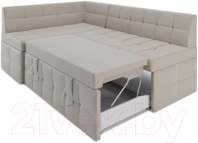 Уголок кухонный мягкий Mebel-Ars Атлантис левый 212x84x135 (бежевый Star Velvet 6 Light Beige)