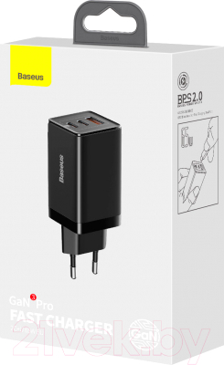 Зарядное устройство сетевое Baseus GaN3 Pro Fast Charger 2C U 65W EU / CCGP050101 (черный)