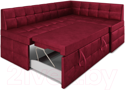 Уголок кухонный мягкий Mebel-Ars Атлантис правый 190x84x120 (бархат красный Star Velvet 3 Dark Red)