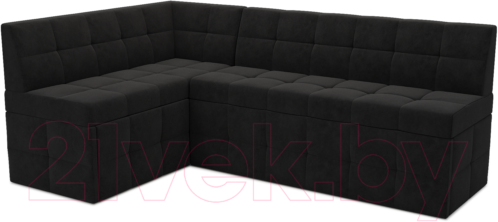 Уголок кухонный мягкий Mebel-Ars Атлантис левый 190x84x120 (велюр черный НВ-178 17)