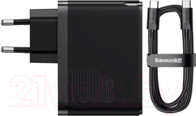 Зарядное устройство сетевое Baseus GaN5 Pro Fast Charger C+U 100W / CCGP090201 (черный)