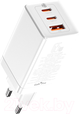 Зарядное устройство сетевое Baseus GaN3 Pro Fast Charger 2C+U 65W / CCGP050102 (белый)