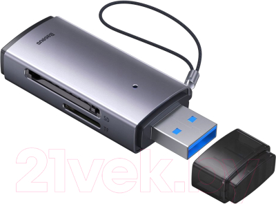 Картридер Baseus Lite Series USB-A to SD/TF Card Reader WKQX060013 (серый)