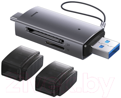 Картридер Baseus Lite Series USB-A & Type-C to SD/TF Card Reader WKQX060113 (серый)