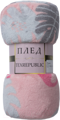 Плед TexRepublic Absolute Фламинго Фланель 180x200 / 59835 (розовый/серый)