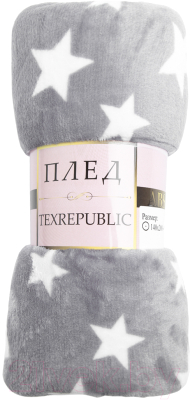 Плед TexRepublic Absolute Звезды Фланель 180x200 / 64112 (серый/белый)