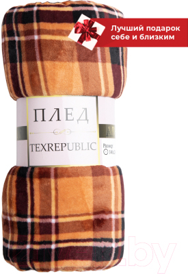 Плед TexRepublic Absolute Шотландка 1 Фланель 150x200 / 35345 (коричневый)