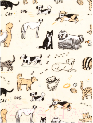 Плед TexRepublic Absolute Flannel Котики-собачки 150x200 / 44088 (молочный)