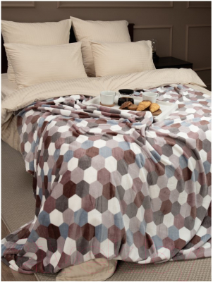 Плед TexRepublic Absolute Flannel Мозаика-соты 150x200 / 44105 (серый/бежевый)