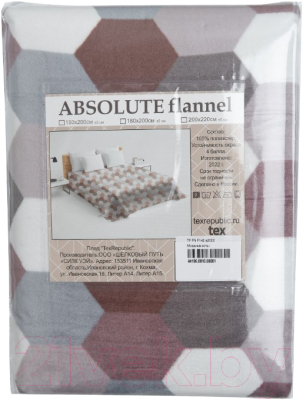 Плед TexRepublic Absolute Flannel Мозаика-соты 200x220 / 44106 (серый/бежевый)