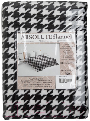 Плед TexRepublic Absolute Flannel Гусиная лапка 200x220 / 44108 (черный/белый)