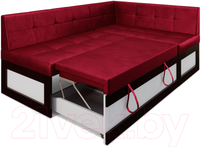 Уголок кухонный мягкий Mebel-Ars Нотис правый 187x82x112 (бархат красный Star Velvet 3 Dark Red)