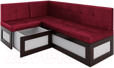 Уголок кухонный мягкий Mebel-Ars Нотис левый 187x82x112 (бархат красный Star Velvet 3 Dark Red)