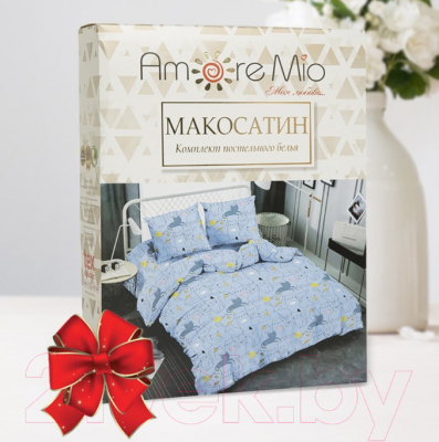 Комплект постельного белья Amore Mio Мако-сатин Weasel Микрофибра Евро / 92960 (голубой)