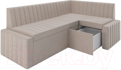 Уголок кухонный мягкий Mebel-Ars Вермут правый 213x82x133 (бежевый Star Velvet 6 Light Beige)