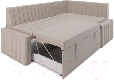 Уголок кухонный мягкий Mebel-Ars Вермут правый 213x82x133 (бежевый Star Velvet 6 Light Beige)